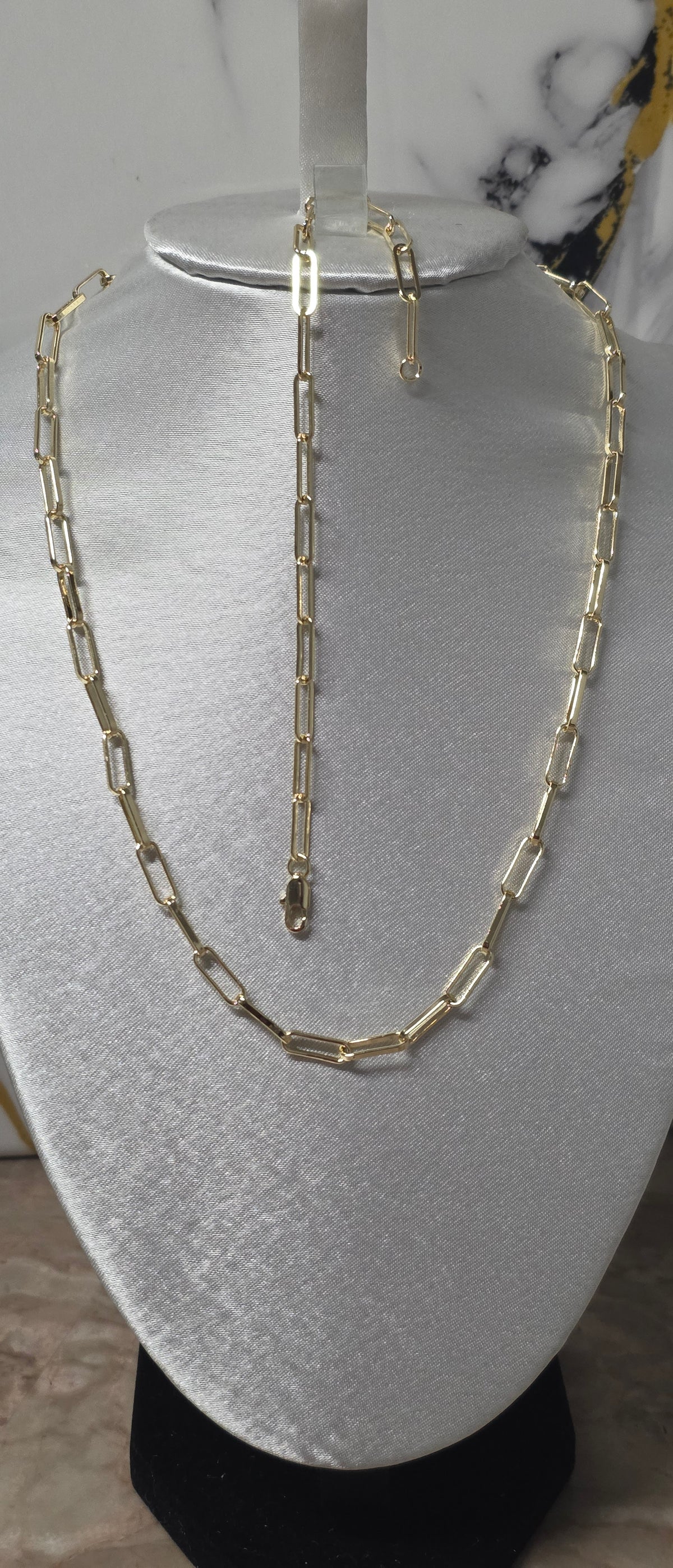 Set Paper Clip Cadena 18” + Pulsera 7” 4mm | Oro Laminado 14K
