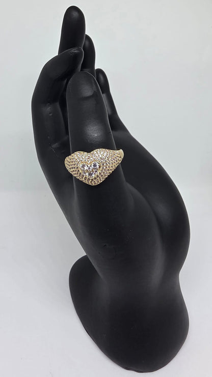 Anillo Corazón Endiamantado | Oro Laminado 14K