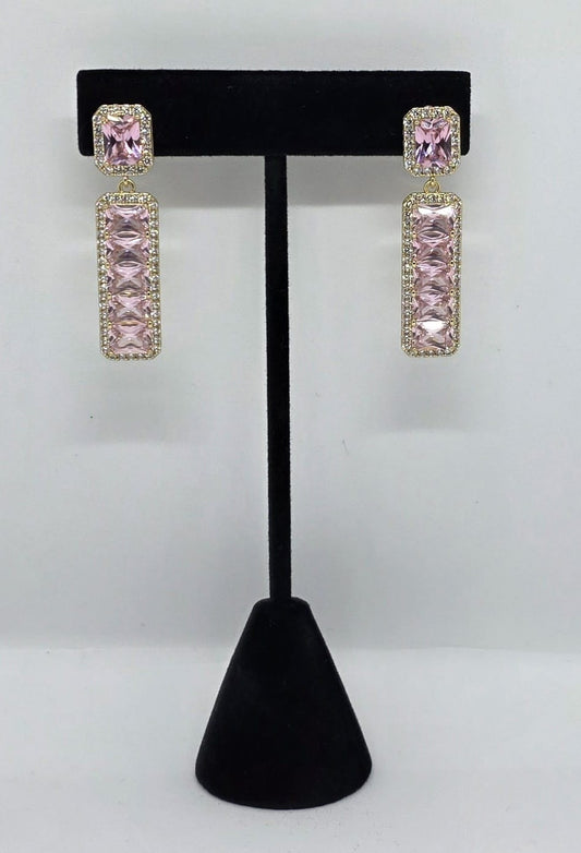 Pantallas Rectangulares Rosa | Oro Laminado 14K