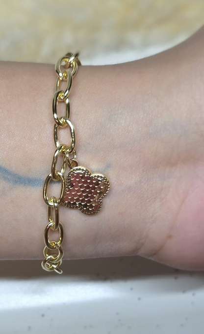 Pulsera con Dije 4 Hojas | Oro Laminado 14K