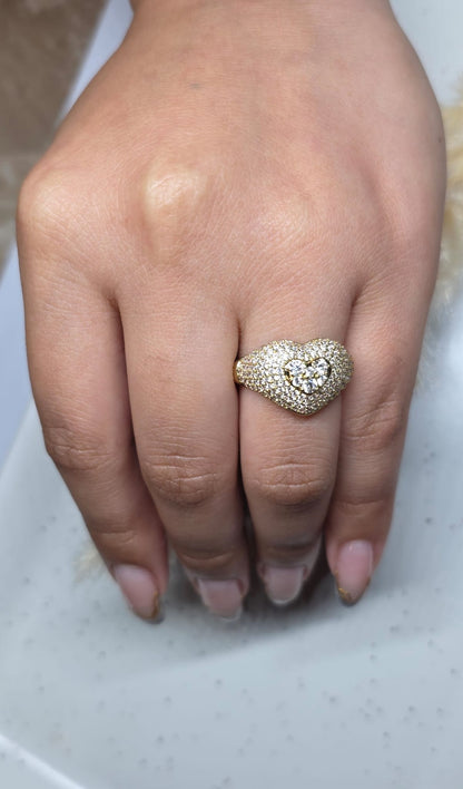 Anillo Corazón Endiamantado | Oro Laminado 14K