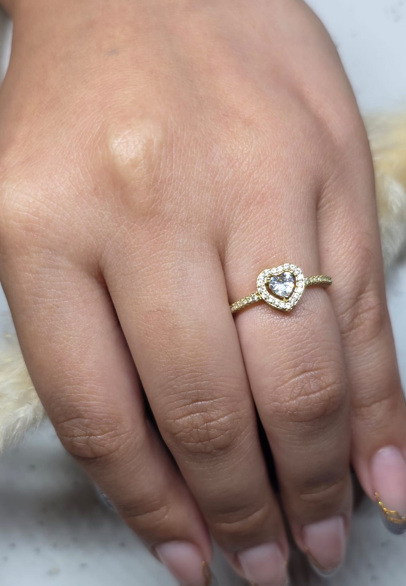 Anillo Corazón Brillante | Oro Laminado 14K