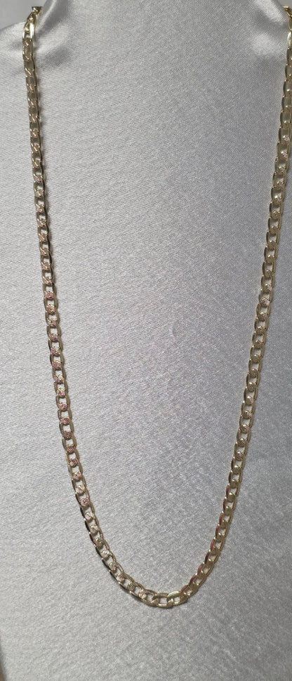 Cadena cubana plana texturizada oro laminado 14K - foto original