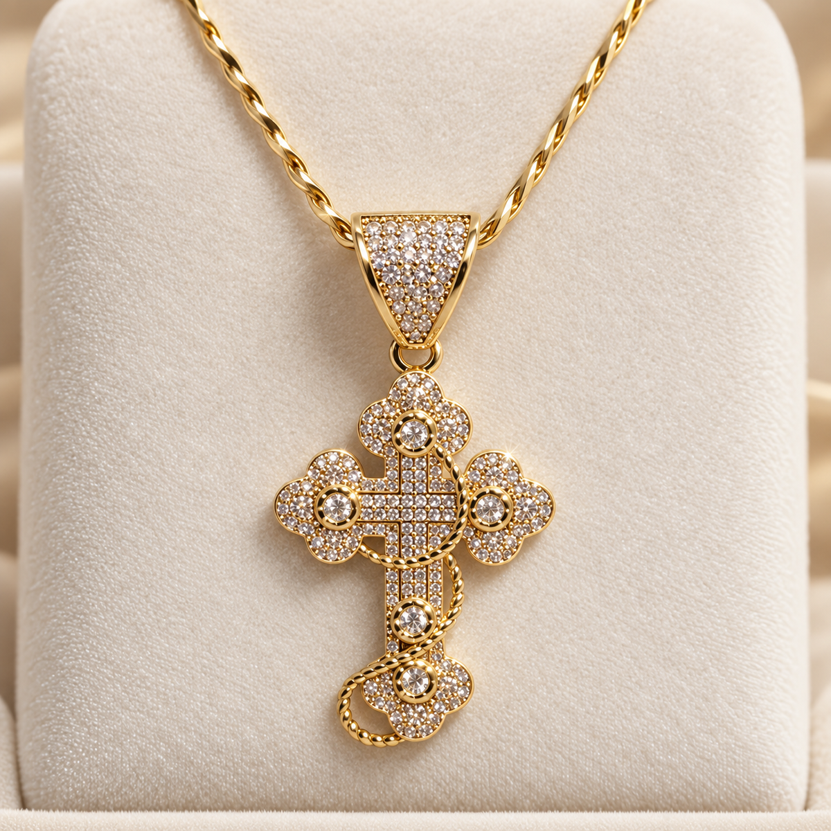 Dije de cruz con zirconias - portada FL Passion Jewelry