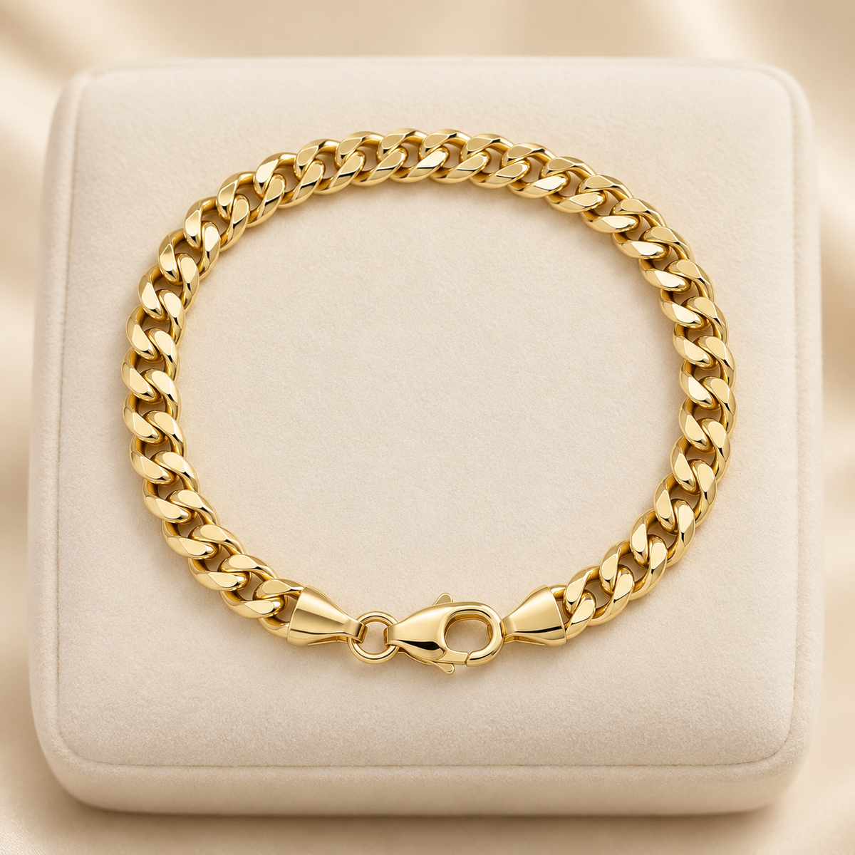 Pulsera cubana 7 pulgadas disponible en 4mm y 4.5mm en oro laminado 14K - FL Passion Jewelry