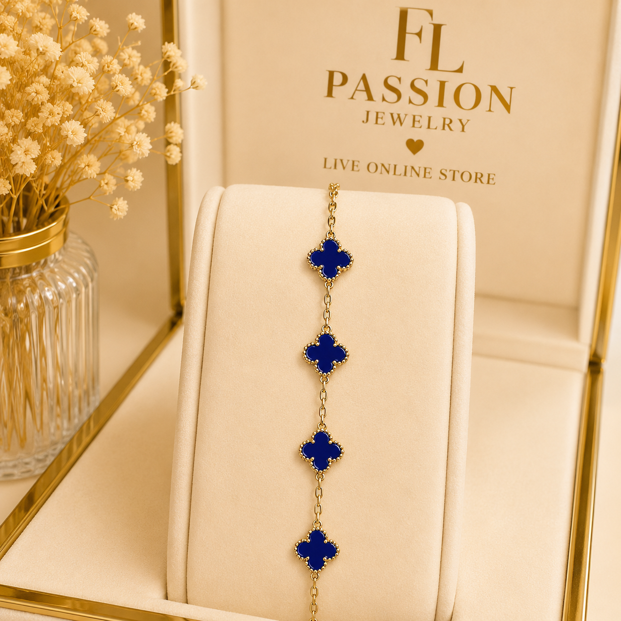 Pulsera 4 Hojas de Colores | Oro Laminado 14K