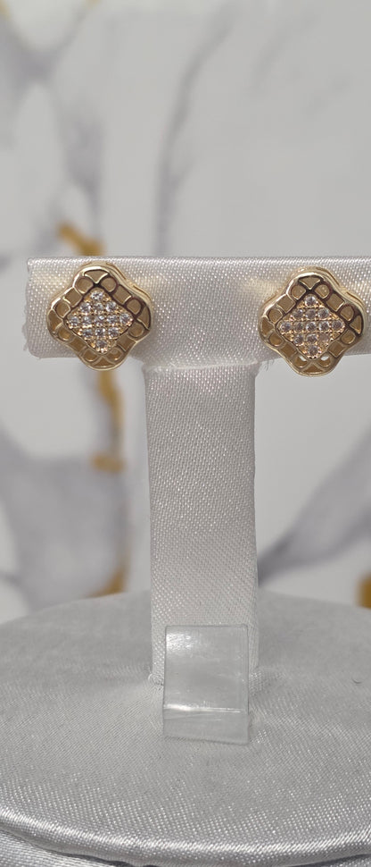 Set Cuadrifolio con Zirconias | Oro Laminado 14K