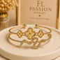Pulsera Serpiente y 4 Hojas | Oro Laminado 14K