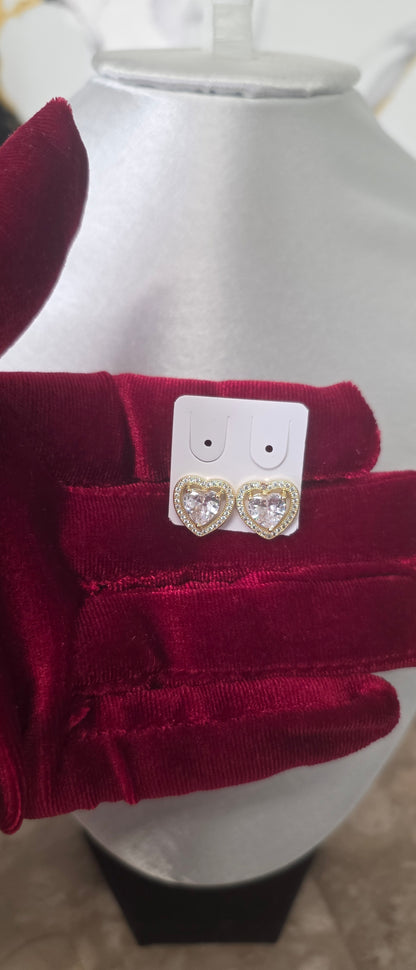 Pantallas Corazón con Zirconias | Oro Laminado 14K