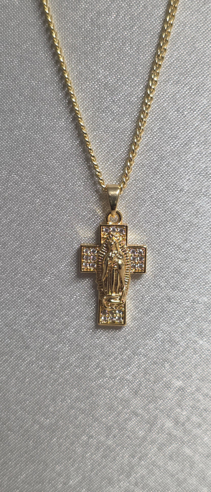 Dije de Virgen con Zirconias + Cadena 18”