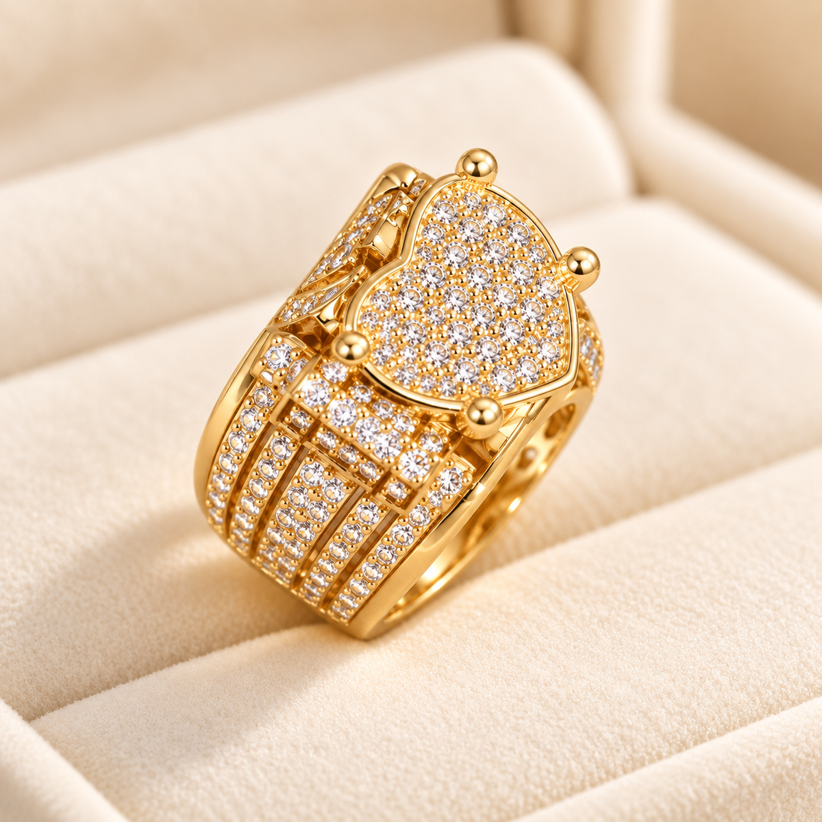 Sortija Corazón de Zirconia - Oro Laminado 14K