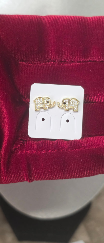 Pantallas Elefantitos con Zirconias | Oro Laminado 14K