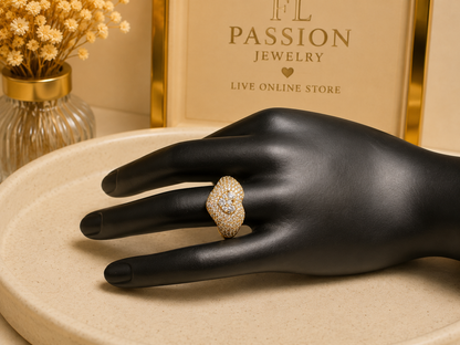 Anillo Corazón Endiamantado | Oro Laminado 14K