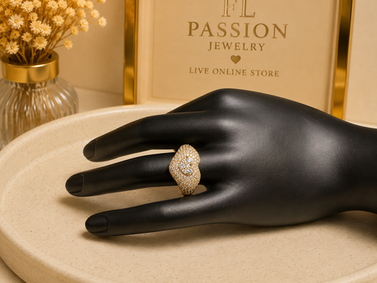 Anillo Corazón Endiamantado | Oro Laminado 14K