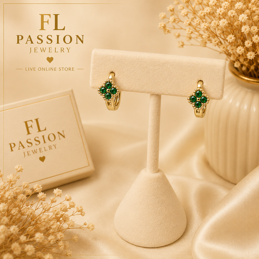 4 Hojas Verdes | Oro Laminado 14K