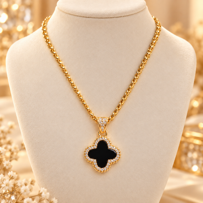 Cadena con Dije Trébol de Zirconias - Oro Laminado 14K