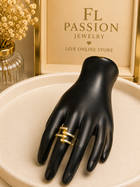 Anillo Geométrico Moderno | Oro Laminado 14K