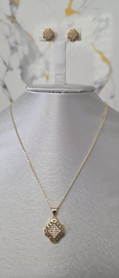 Set Cuadrifolio con Zirconias | Oro Laminado 14K