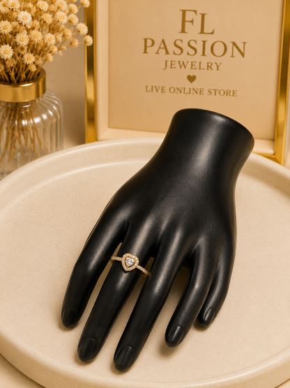 Anillo Corazón Brillante | Oro Laminado 14K