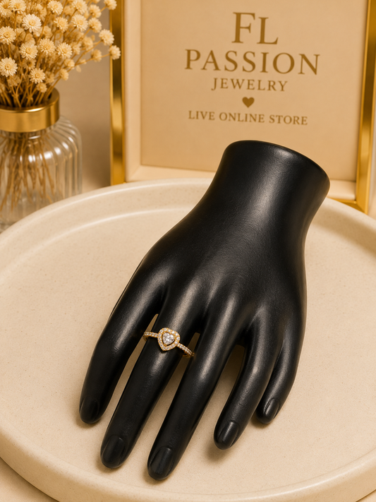 Anillo Corazón Brillante | Oro Laminado 14K