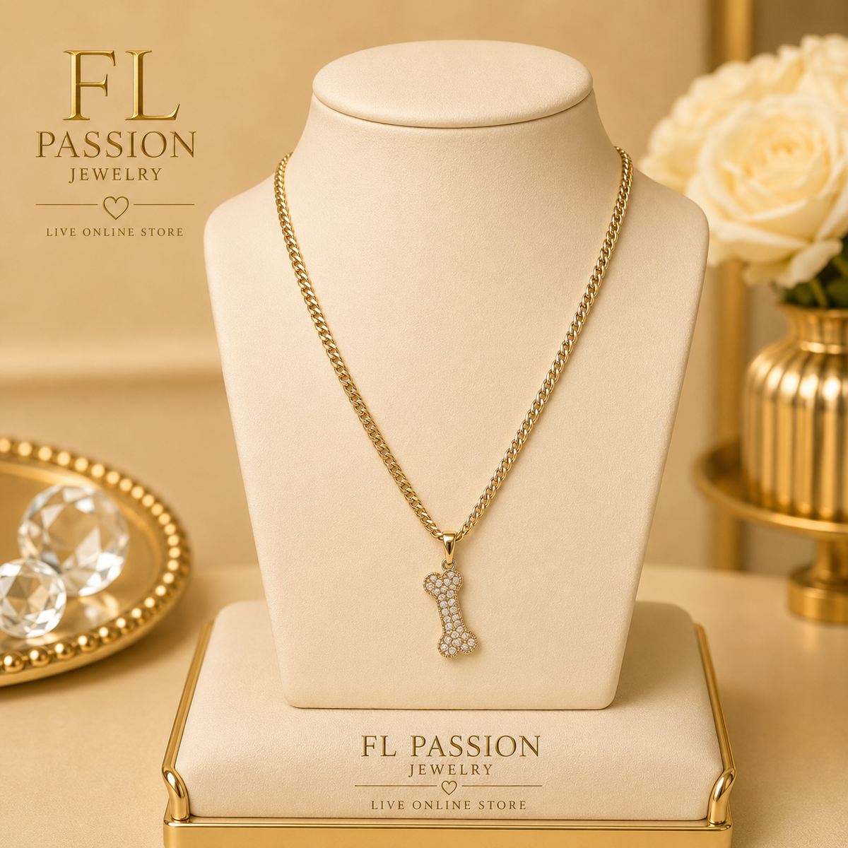 Dije Huesito Brillante | Oro Laminado 14K