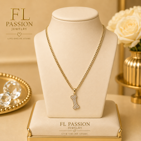 Dije Huesito Brillante | Oro Laminado 14K